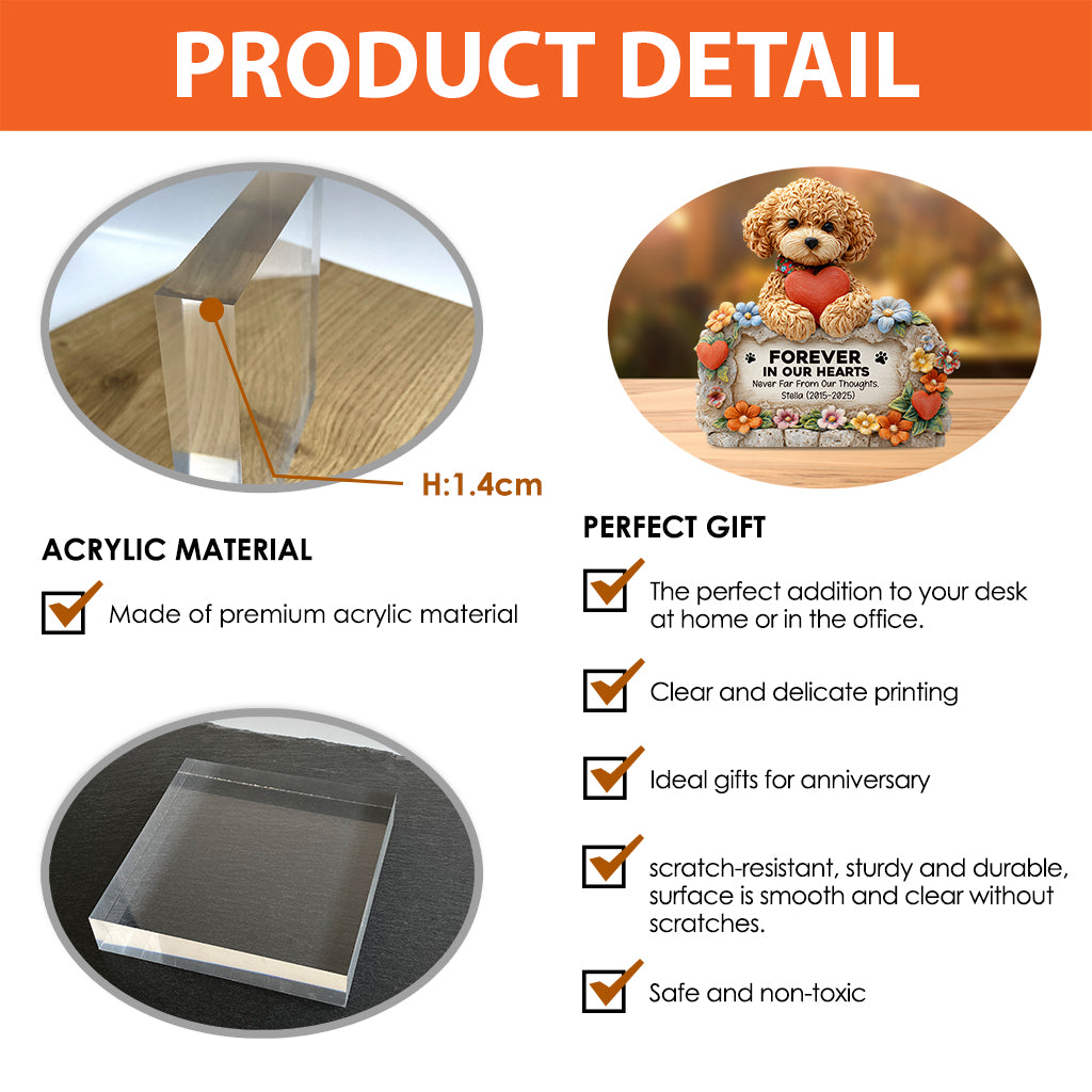 À jamais dans nos cœurs - Plaque acrylique personnalisée pour chien