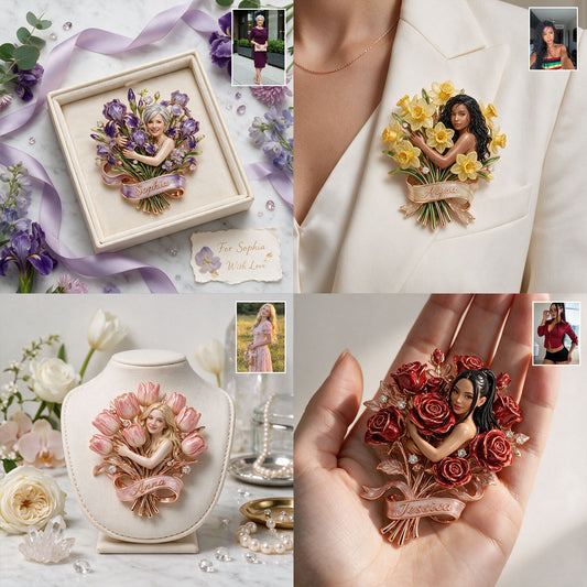 Broche Fleur Personnalisée - Épingle Émaillée 3D Embossée de Self Love