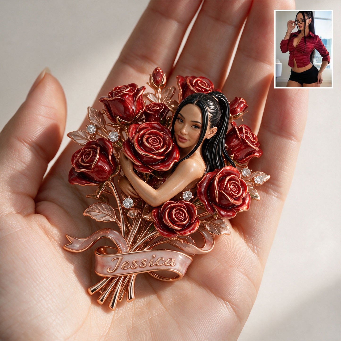Custom Flower Brooch - Personalized Self Love 3D Embossed Enamel Pin