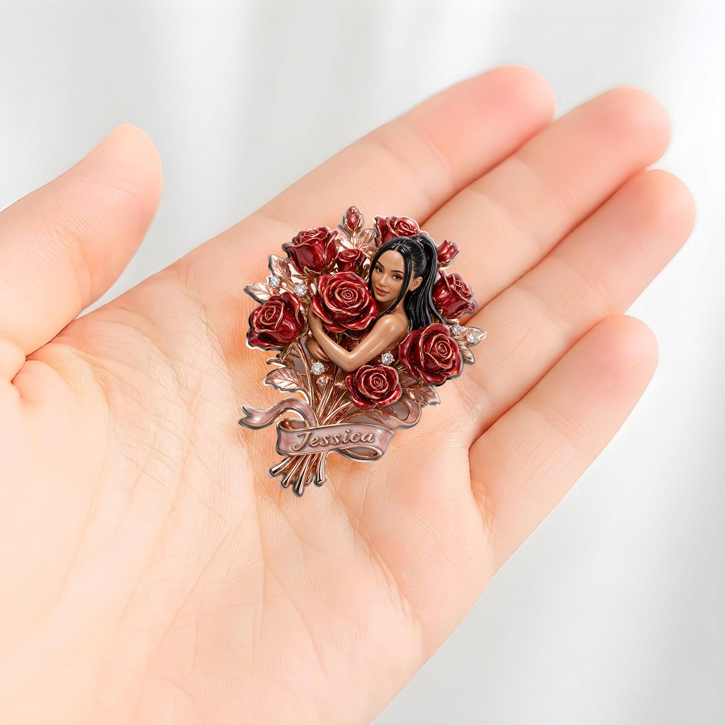 Custom Flower Brooch - Personalized Self Love 3D Embossed Enamel Pin