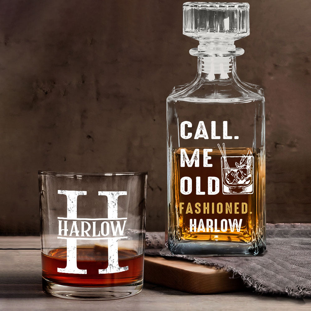 Whiskey Lover Gift - Personalized Father Whiskey Decanter Set