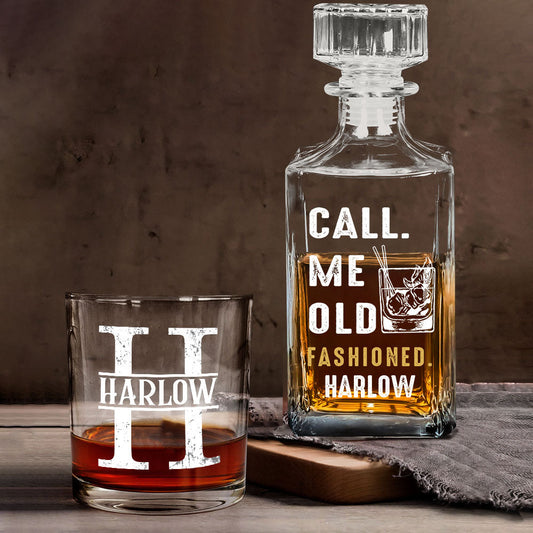 Cadeau pour amateur de whisky - Coffret carafe à whisky personnalisée pour papa