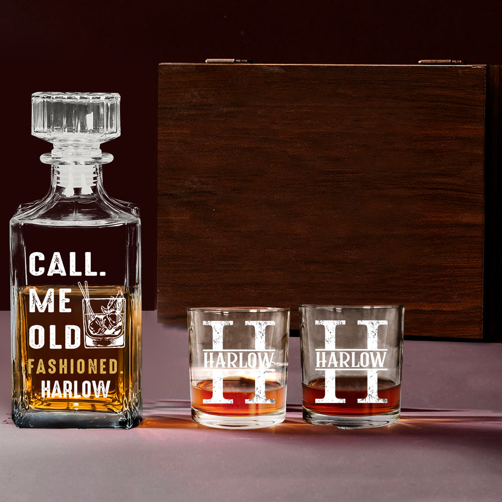 Whiskey Lover Gift - Personalized Father Whiskey Decanter Set