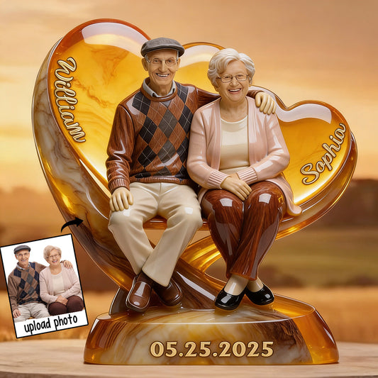 Amour romantique : téléchargez une photo et visualisez-la instantanément - Plaque acrylique personnalisée pour couple.