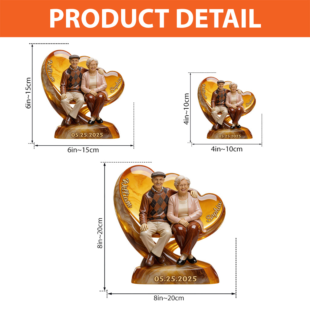 Amour romantique : téléchargez une photo et visualisez-la instantanément - Plaque acrylique personnalisée pour couple.