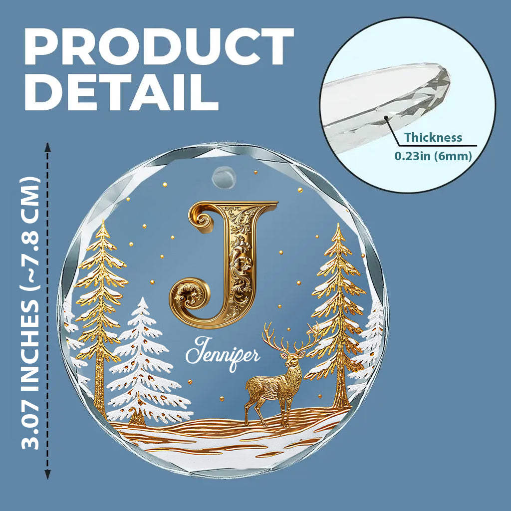 Merry Christmas - Personalized Family Round Shaped Glass Ornament