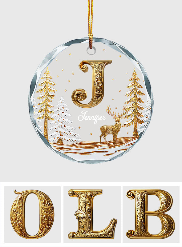 Merry Christmas - Personalized Family Round Shaped Glass Ornament