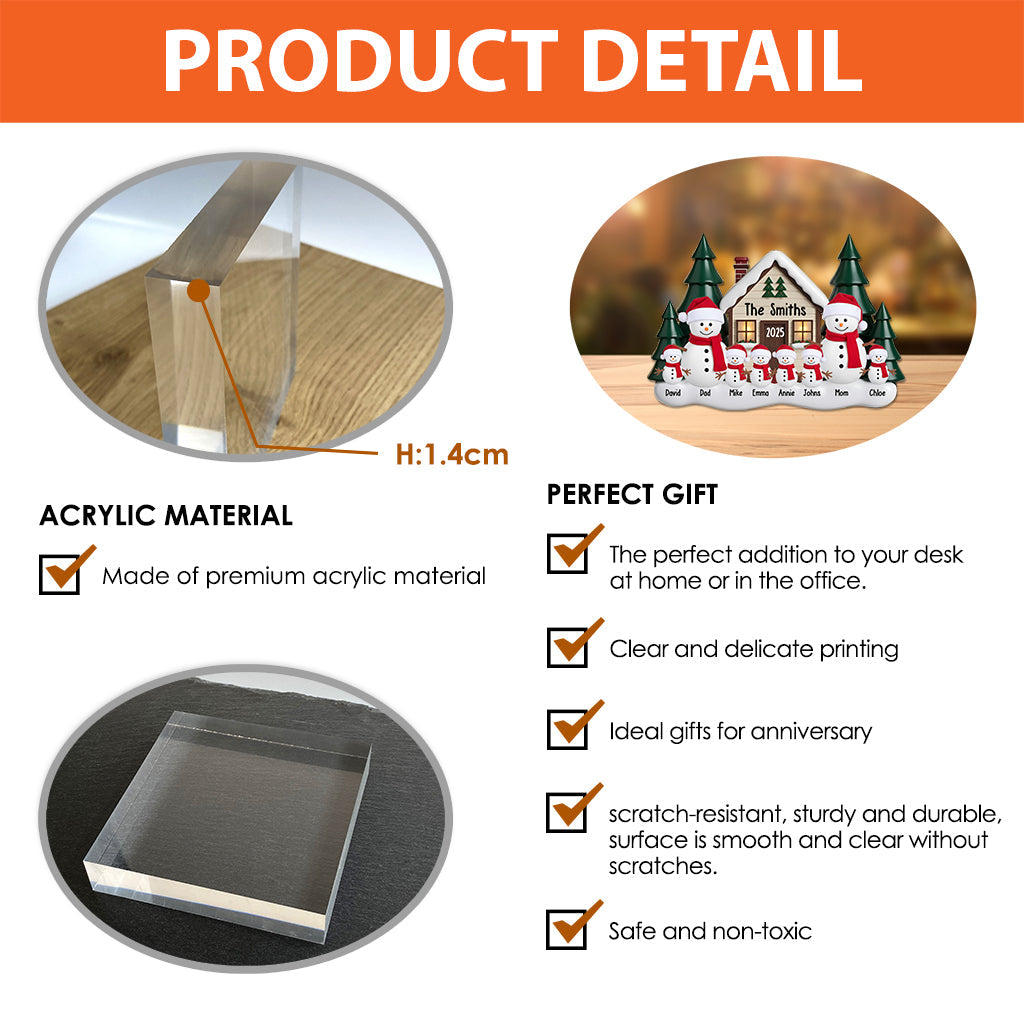 Gingerbread Family Christmas Decor - Personalized Family Custom Shaped Acrylic Plaque