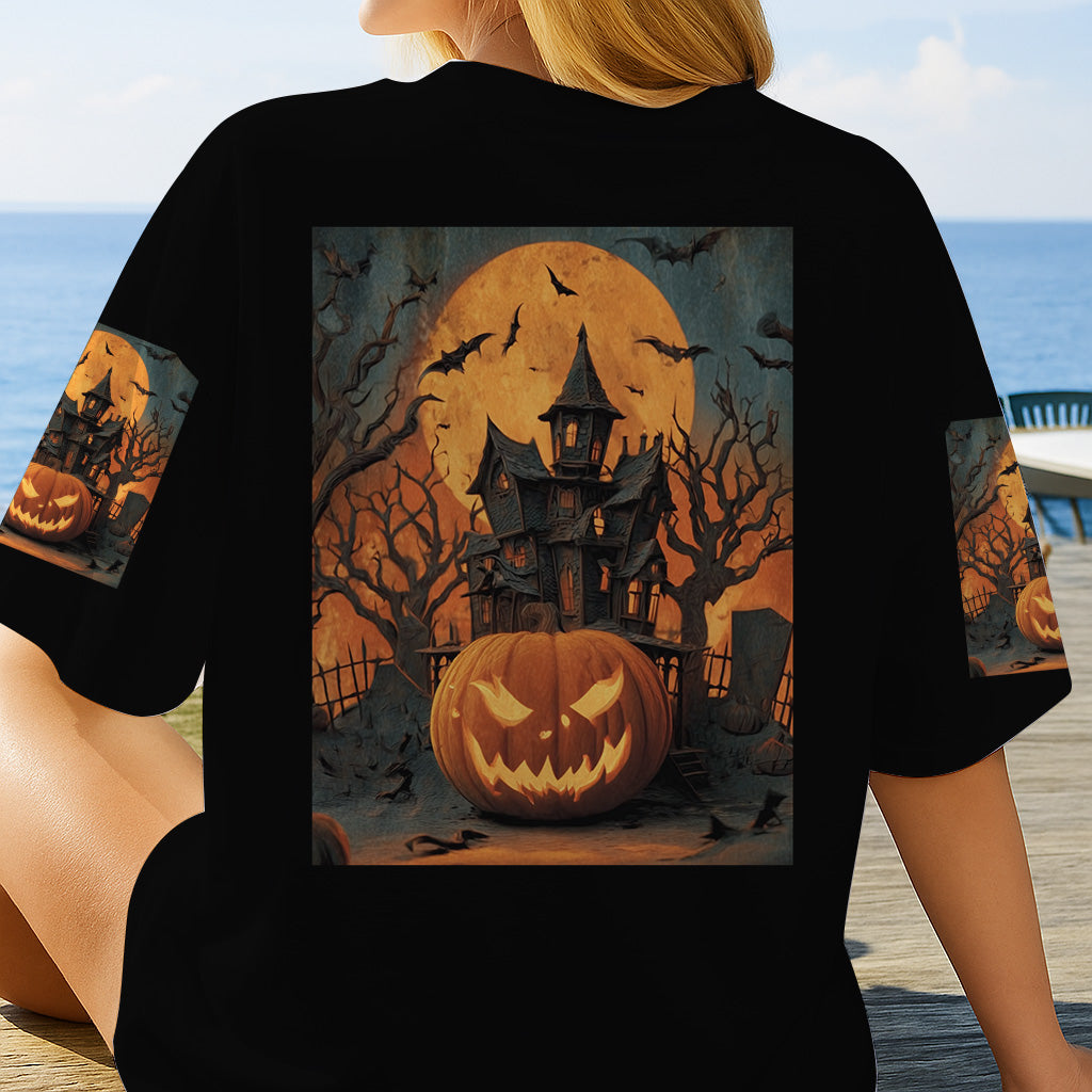 Château d'Halloween - T-shirt personnalisé Halloween intégral
