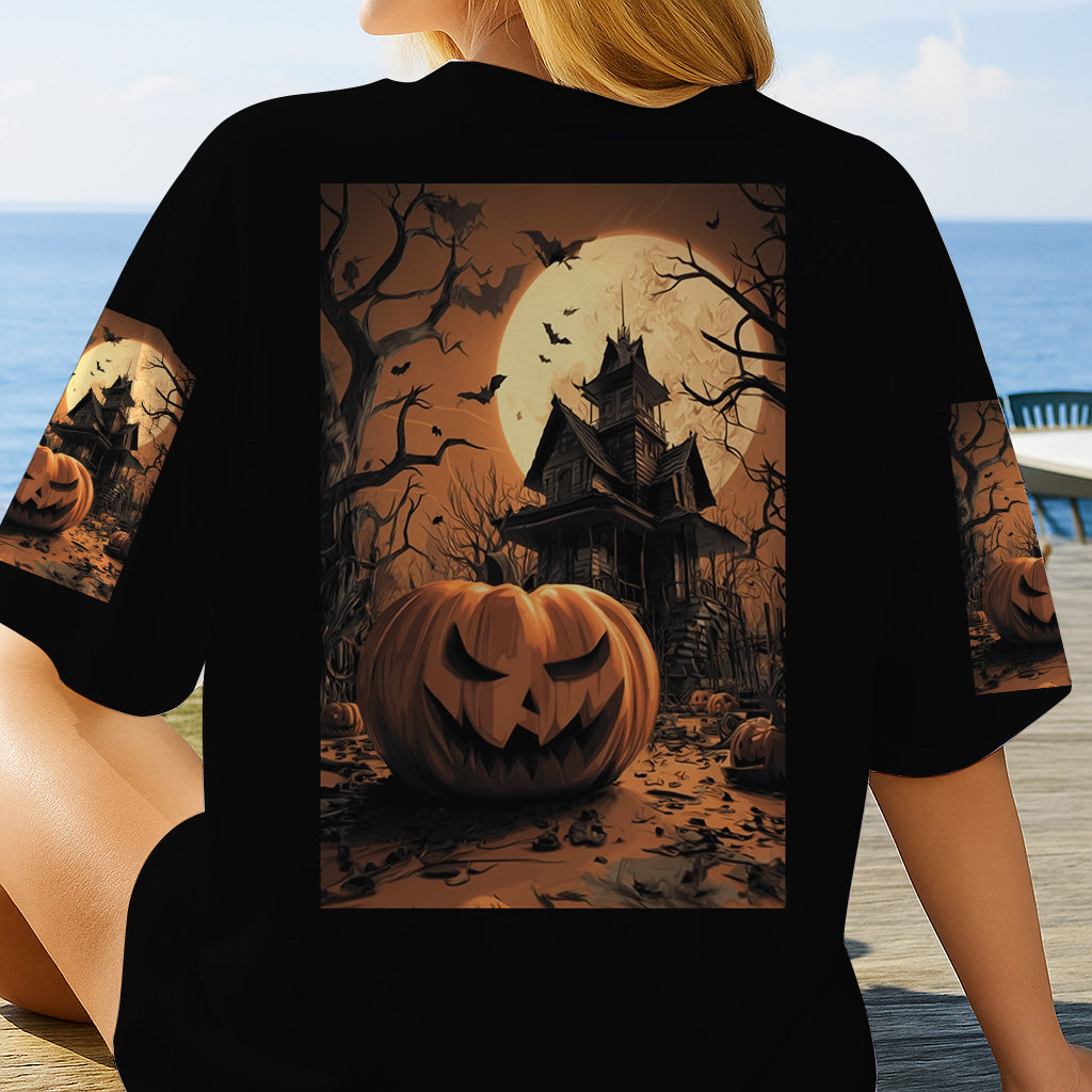 Château d'Halloween - T-shirt personnalisé Halloween intégral