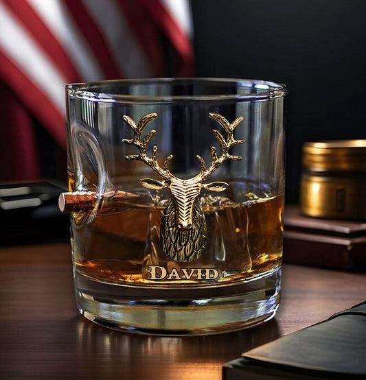 Passionné de chasse - Verre à whisky personnalisé en forme de balle de chasse