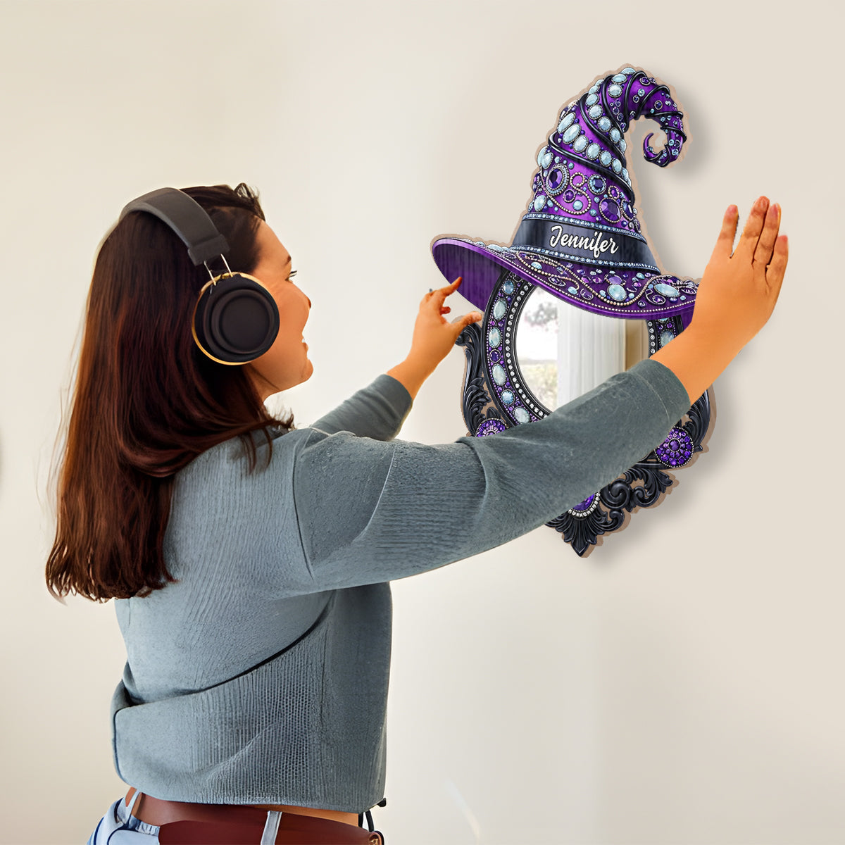 La sorcière est là - Miroir mural personnalisé sorcière