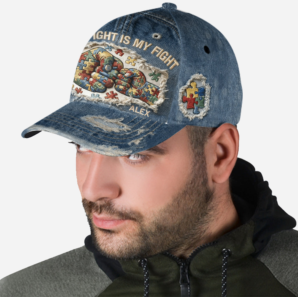 His Fight Is My Fight - Personalized Autism Awareness Classic Cap