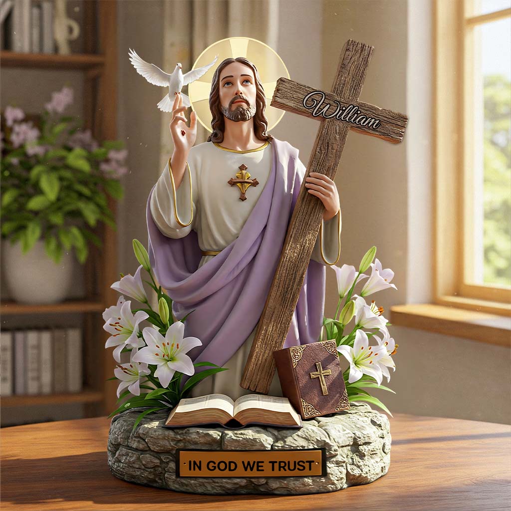 En Dieu nous avons confiance - Plaque acrylique chrétienne personnalisée de forme sur mesure