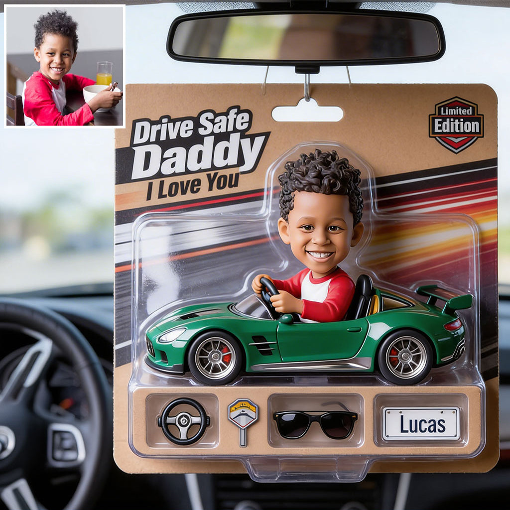 Photo, voiture – Je t’aime – Ornement de voiture personnalisé pour papa