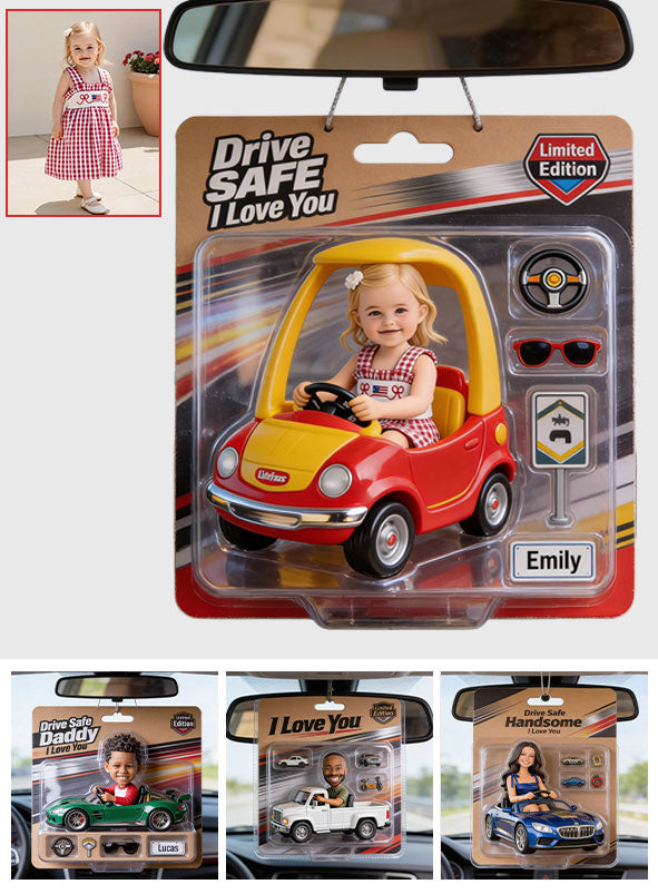 Photo, voiture – Je t’aime – Ornement de voiture personnalisé pour papa