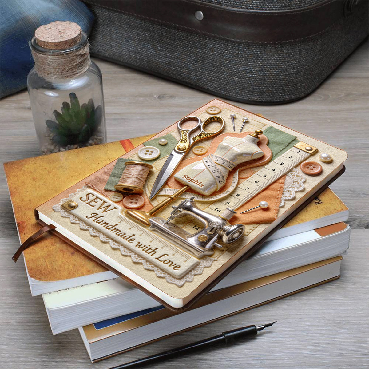 Handmade With Love - Personalized Sewing Leather Journal