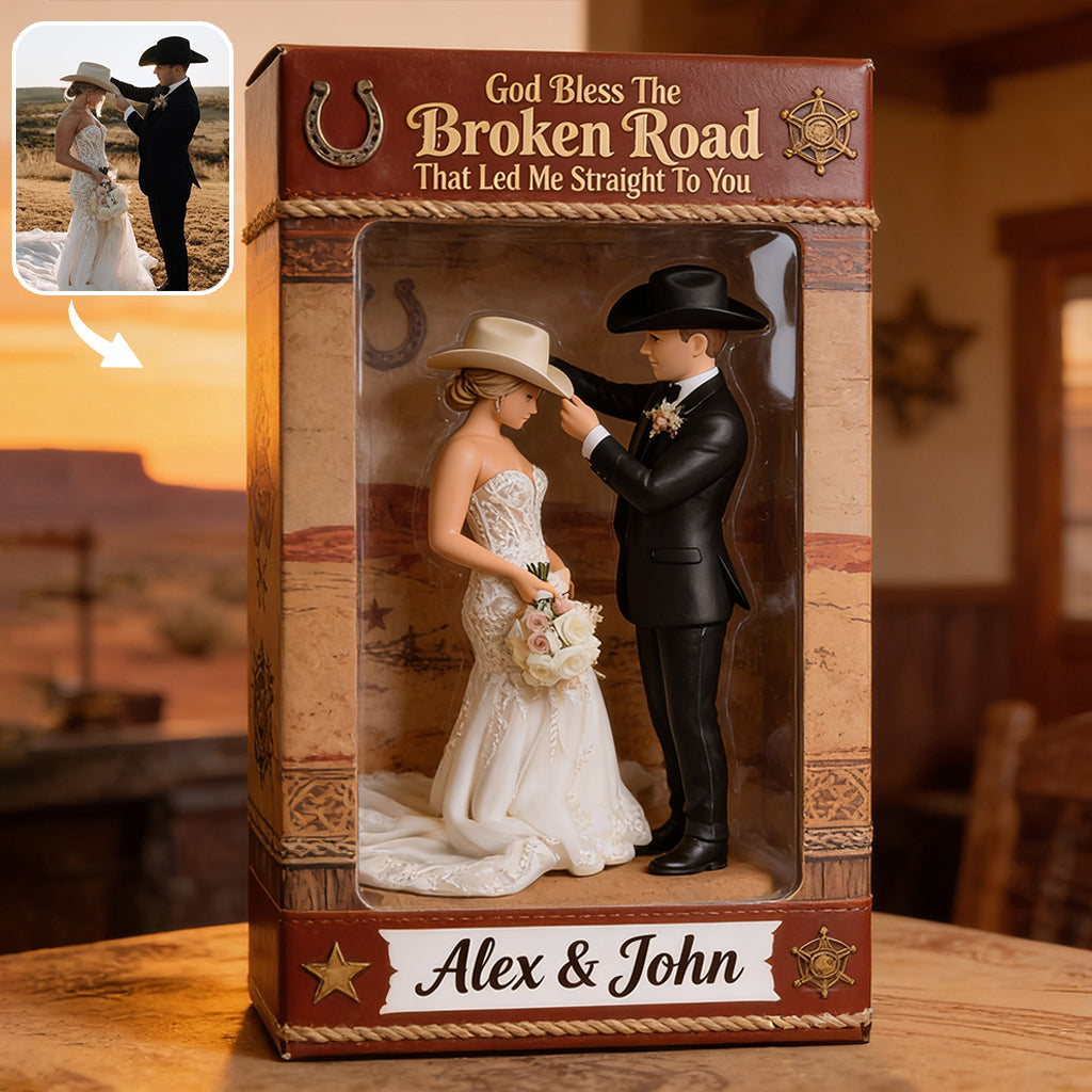 Couple Cowboy & Cowgirl, Décoration de Maison Western, God Bless The Broken Road - Plaque Acrylique Personnalisée