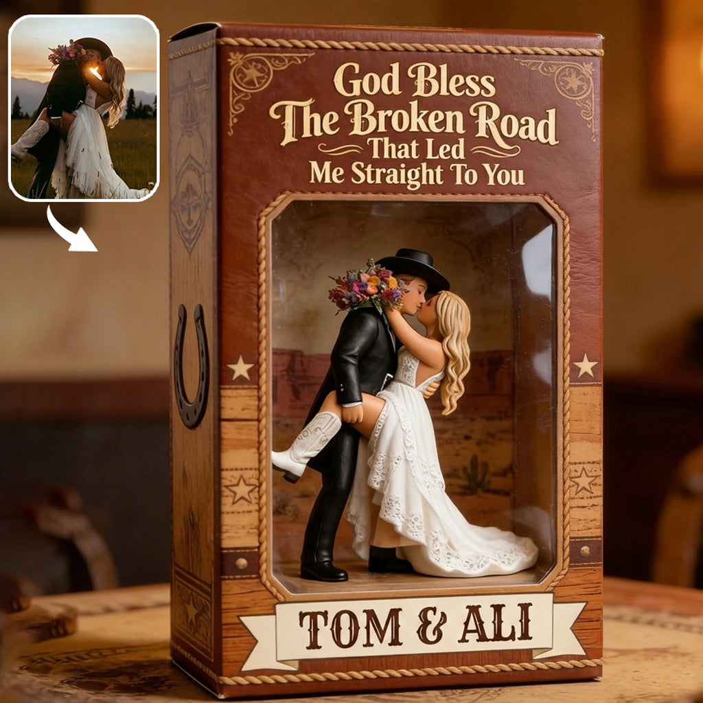 Couple Cowboy & Cowgirl, Décoration de Maison Western, God Bless The Broken Road - Plaque Acrylique Personnalisée