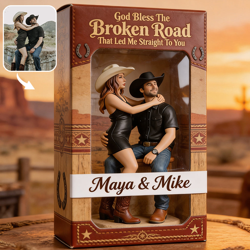 Couple Cowboy & Cowgirl, Décoration de Maison Western, God Bless The Broken Road - Plaque Acrylique Personnalisée