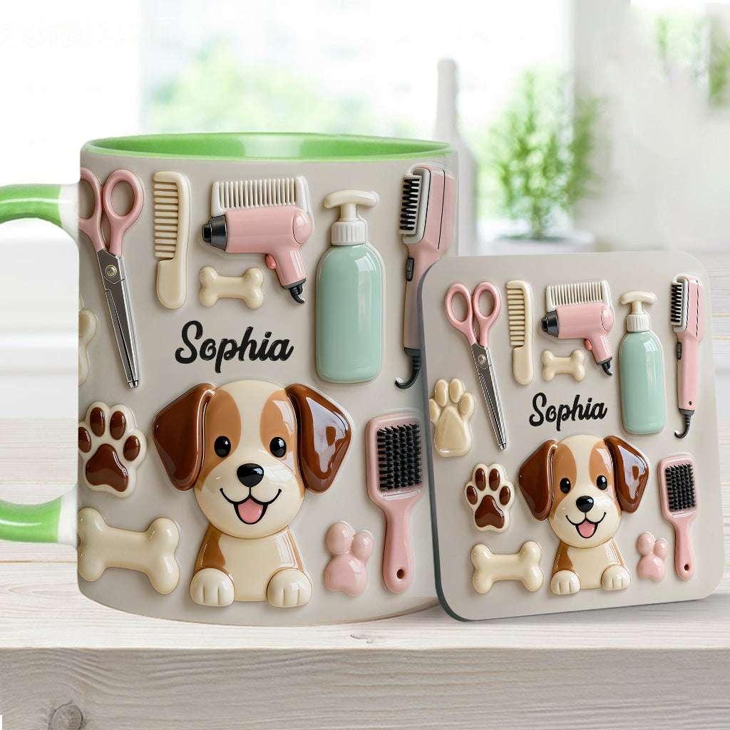 Meilleur toiletteur canin - Mug et sous-verre personnalisés « Toiletteur canin »