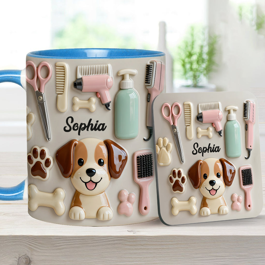 Meilleur toiletteur canin - Mug et sous-verre personnalisés « Toiletteur canin »