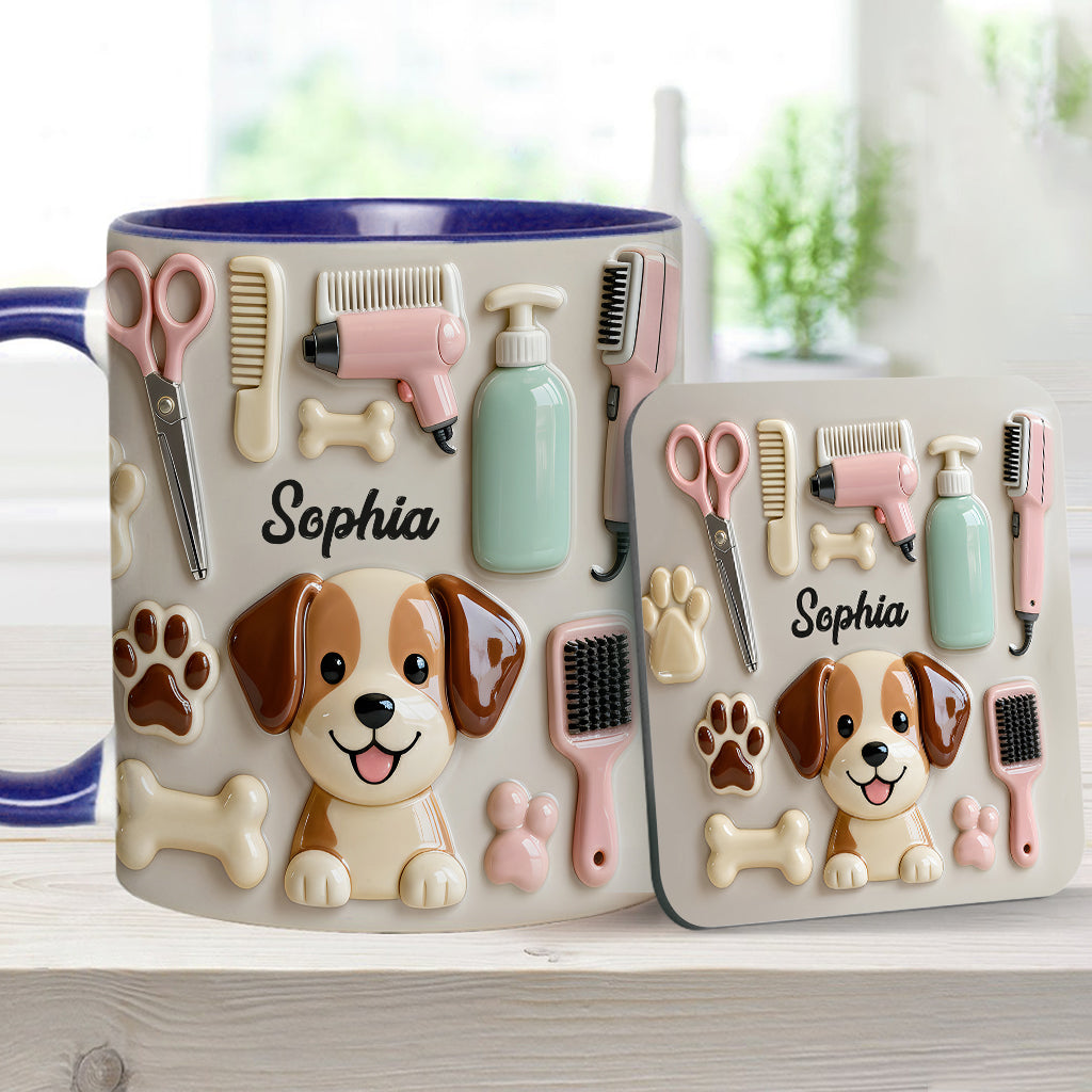 Meilleur toiletteur canin - Mug et sous-verre personnalisés « Toiletteur canin »