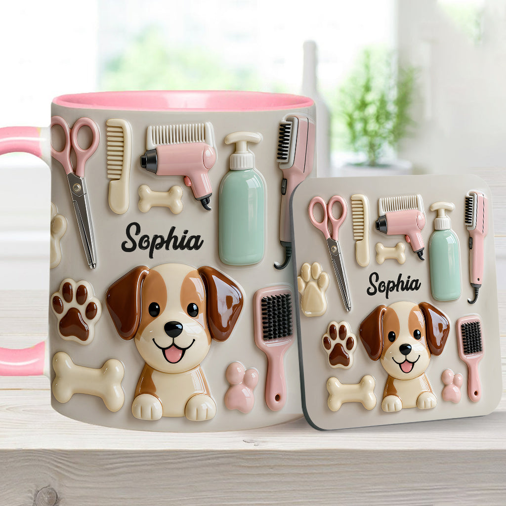 Meilleur toiletteur canin - Mug et sous-verre personnalisés « Toiletteur canin »