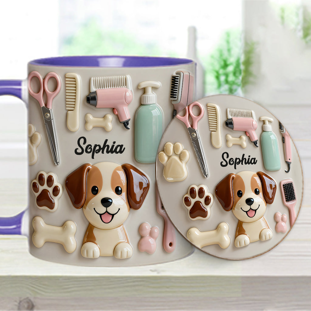 Meilleur toiletteur canin - Mug et sous-verre personnalisés « Toiletteur canin »