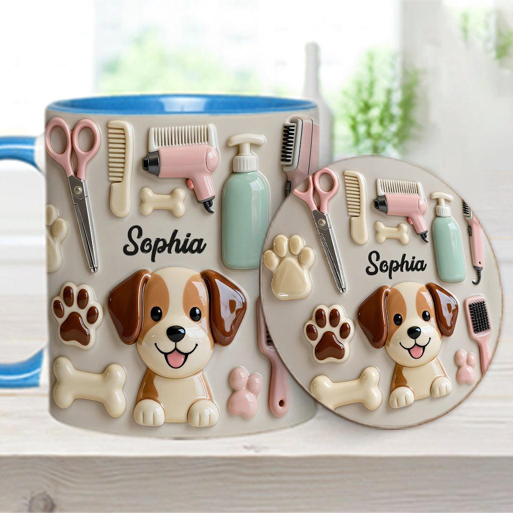 Meilleur toiletteur canin - Mug et sous-verre personnalisés « Toiletteur canin »