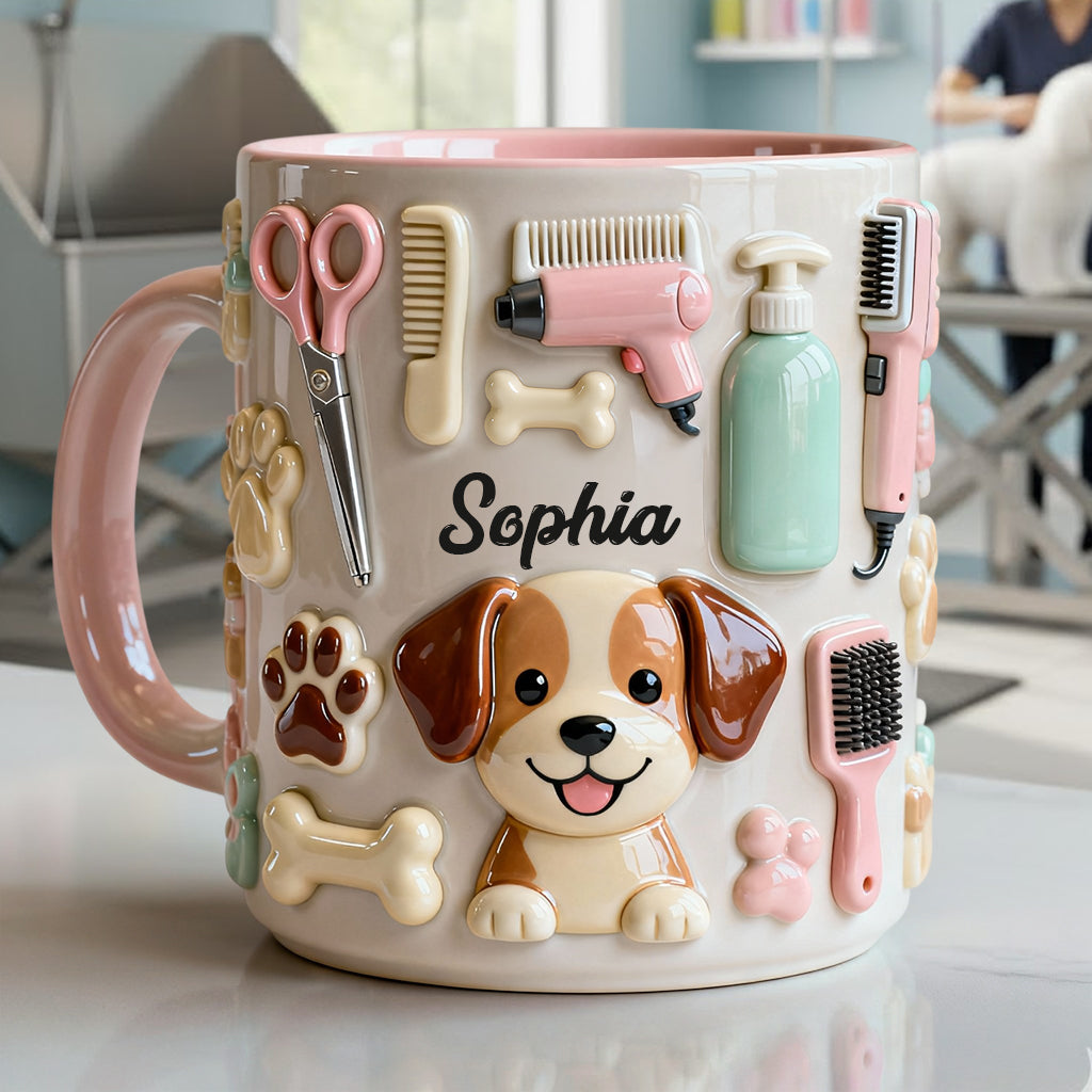 Meilleur toiletteur canin - Mug et sous-verre personnalisés « Toiletteur canin »
