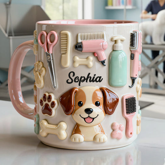 Meilleur toiletteur canin - Mug et sous-verre personnalisés « Toiletteur canin »