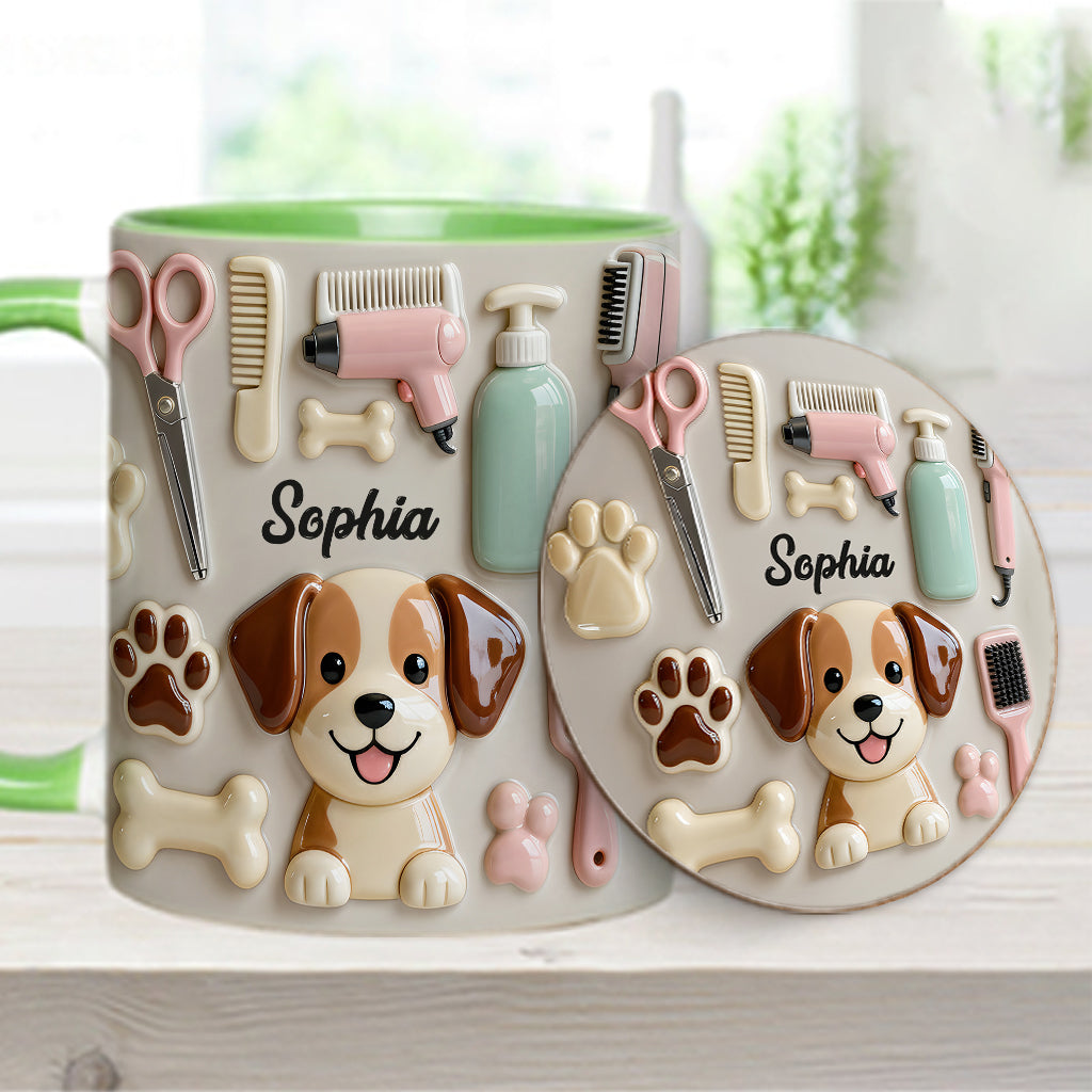 Meilleur toiletteur canin - Mug et sous-verre personnalisés « Toiletteur canin »