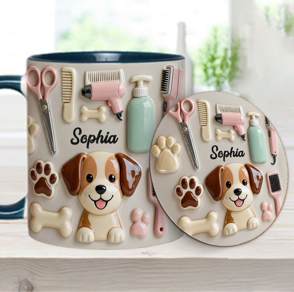 Meilleur toiletteur canin - Mug et sous-verre personnalisés « Toiletteur canin »