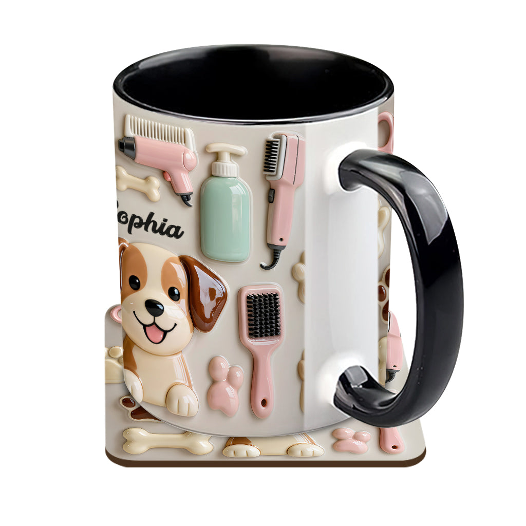 Meilleur toiletteur canin - Mug et sous-verre personnalisés « Toiletteur canin »