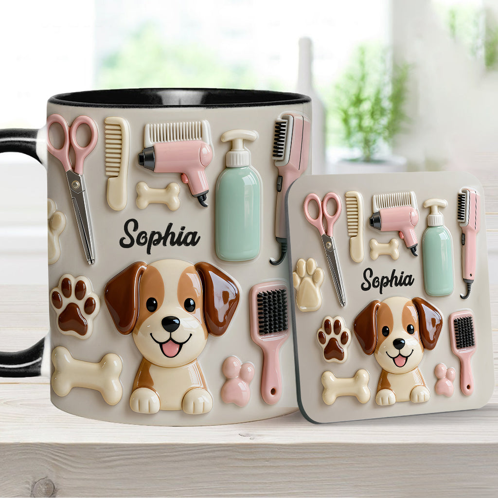 Meilleur toiletteur canin - Mug et sous-verre personnalisés « Toiletteur canin »