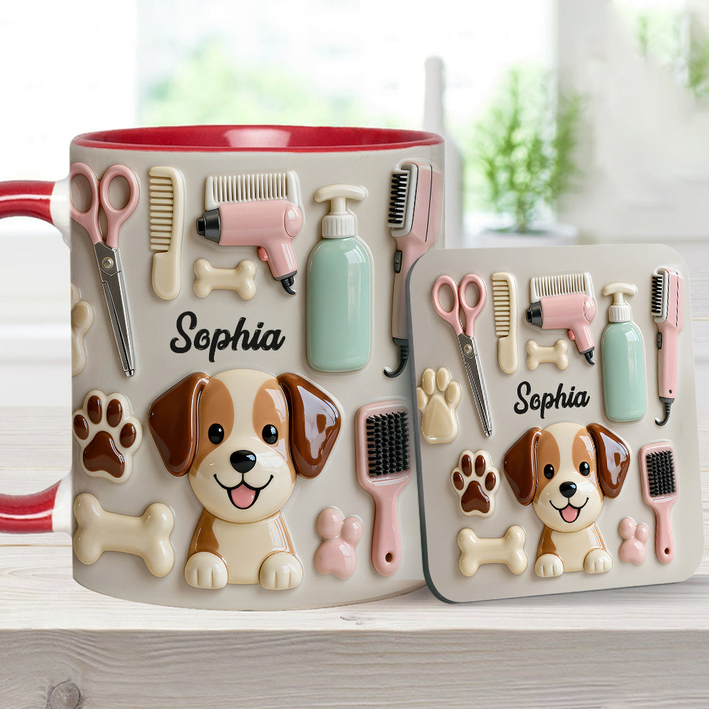 Meilleur toiletteur canin - Mug et sous-verre personnalisés « Toiletteur canin »