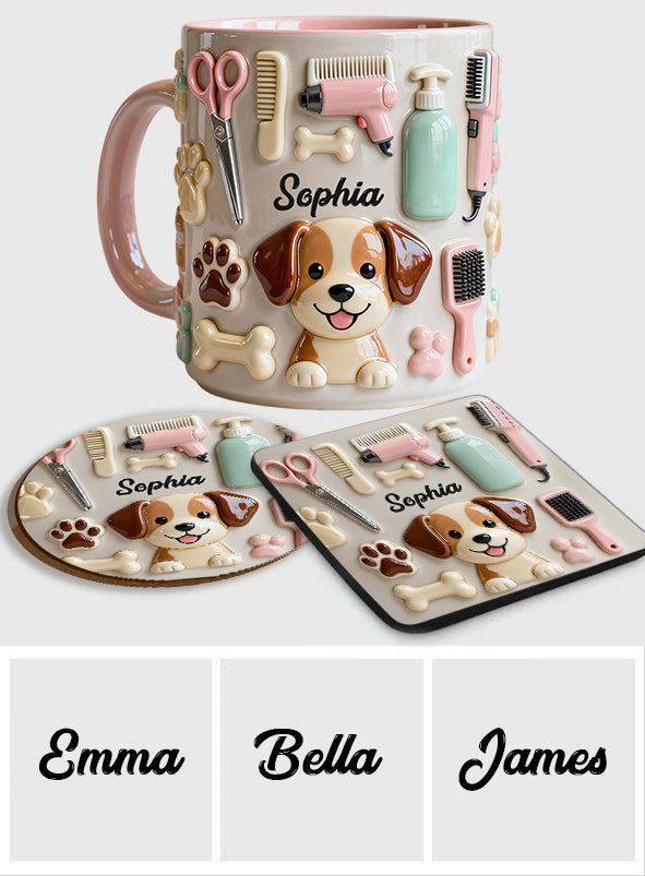 Meilleur toiletteur canin - Mug et sous-verre personnalisés « Toiletteur canin »
