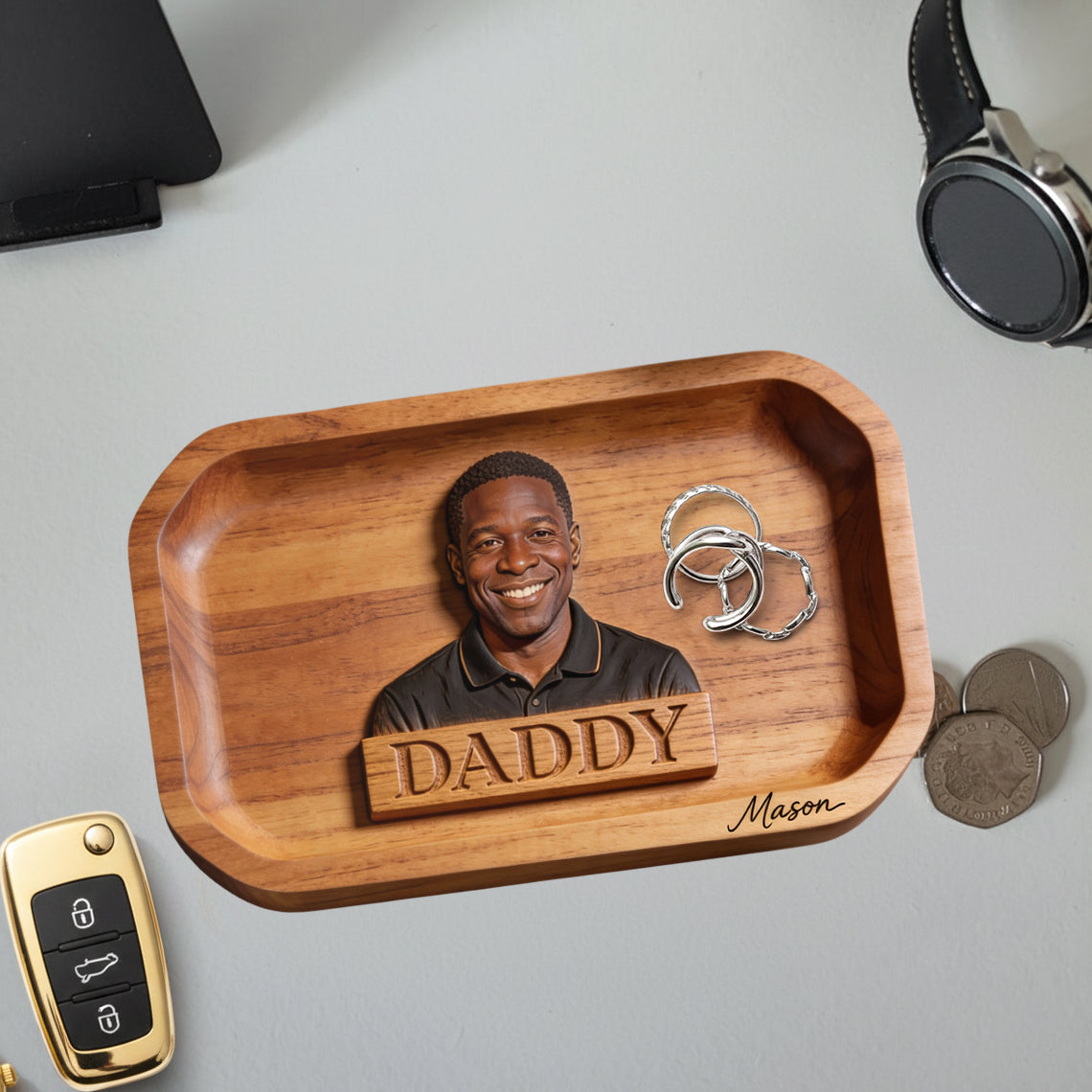 Plateau Papa Tout — Photo Réelle - Plateau Personnalisé pour Père