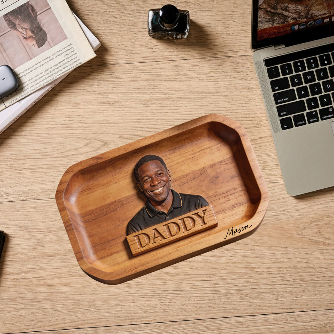 Plateau Papa Tout — Photo Réelle - Plateau Personnalisé pour Père