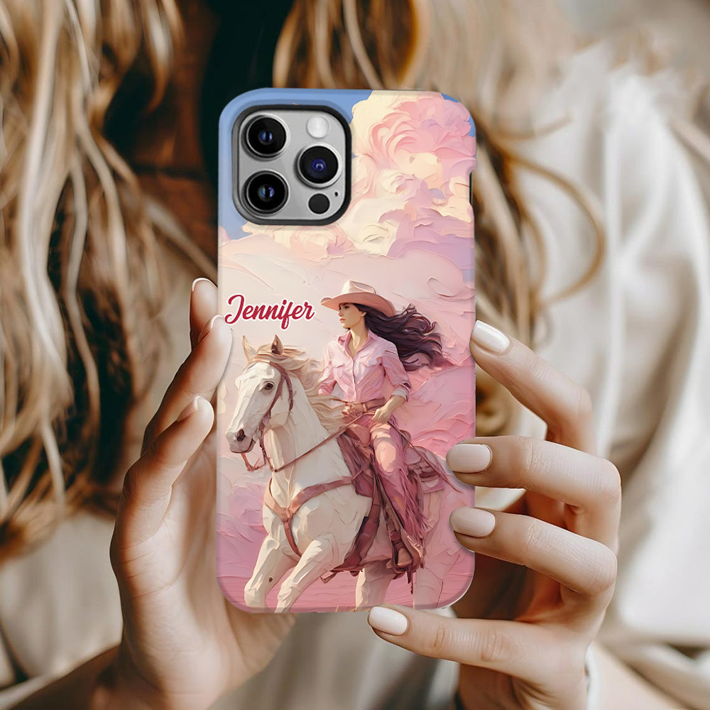 Coque de téléphone personnalisée avec imprimé intégral « Cowgirl rose »