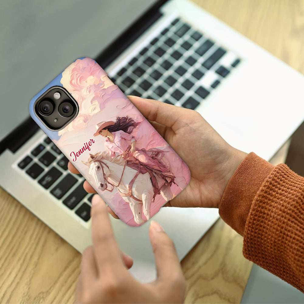 Coque de téléphone personnalisée avec imprimé intégral « Cowgirl rose »