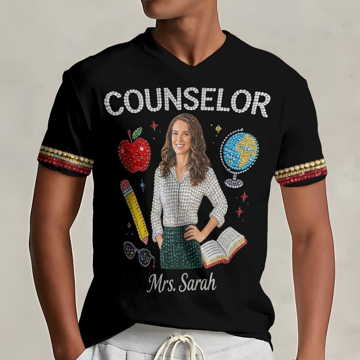 T-shirt V-Neck Personnalisé - Amour Mon Métier