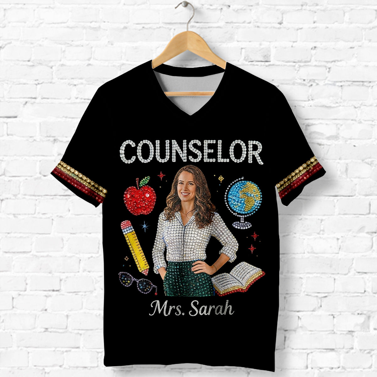 T-shirt V-Neck Personnalisé - Amour Mon Métier