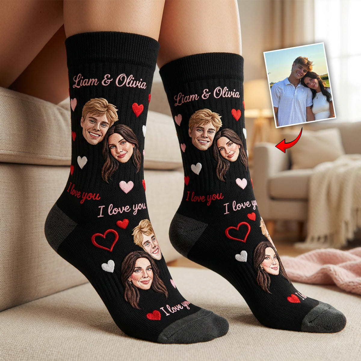I Love You - Personalized Couple Socks