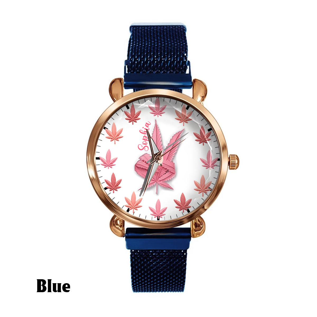 Montre-bracelet personnalisée pour femme Pink Cannabis - Cannabis rose