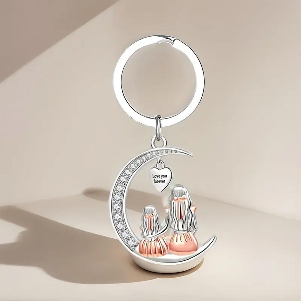 Porte-clés en forme de lune Mère-Fille