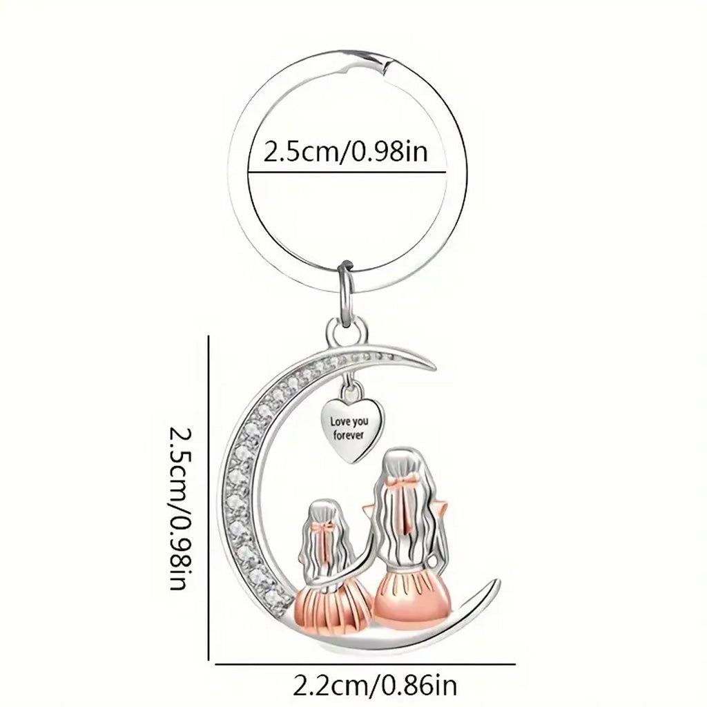 Porte-clés en forme de lune Mère-Fille