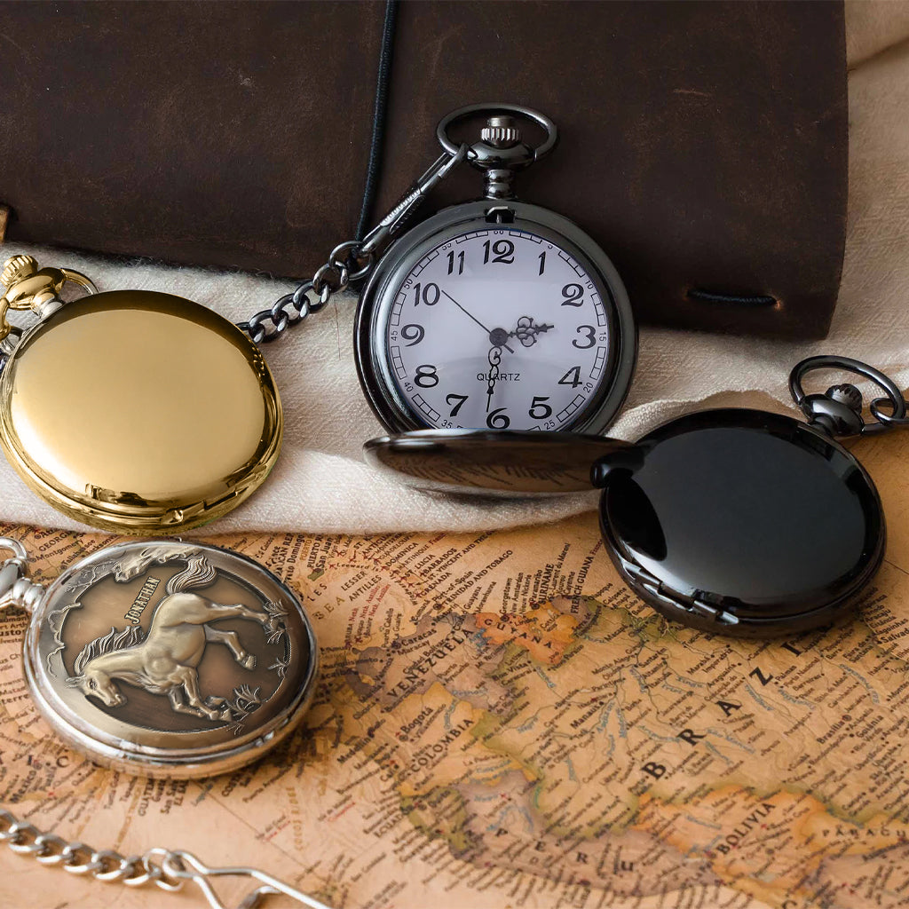 Facilement distraite par les chevaux - Montre de poche personnalisée à motif cheval