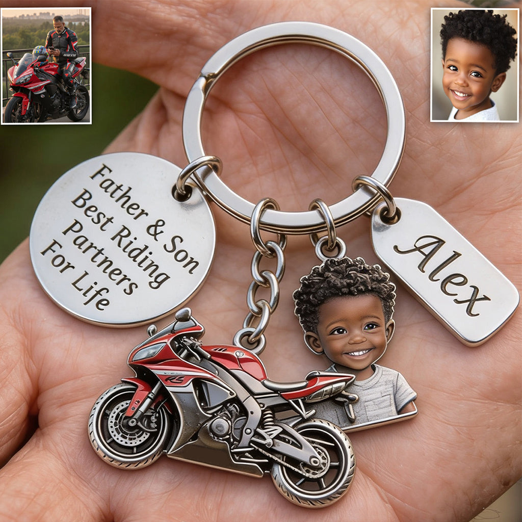 PAPA MOTARD - Porte-clés de motard personnalisé avec charms